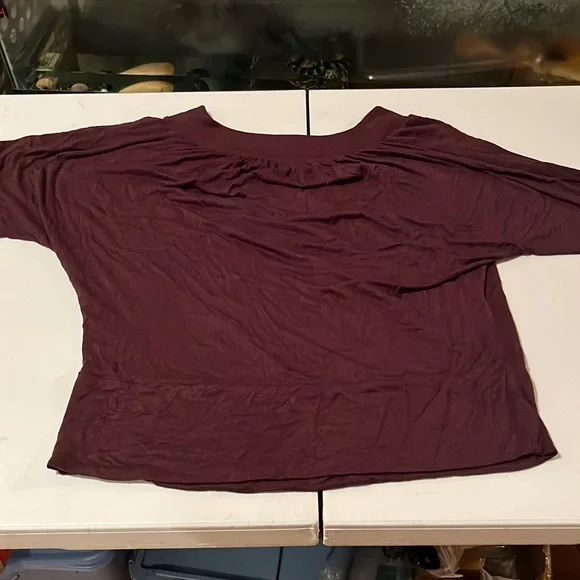 Cha Cha Vente X- Large brown 3/4 sleeve cotton blend stretch top - Picture 9 of 12